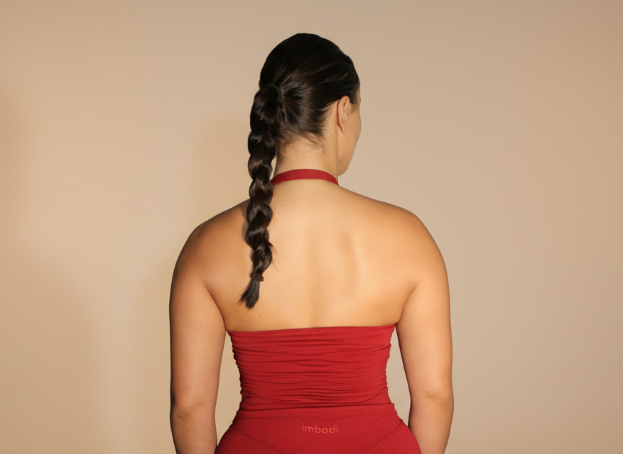 Bodi Halter Neck Vest in Cherry