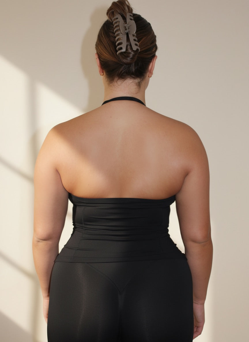 Bodi Halter Neck Vest in Liquorice