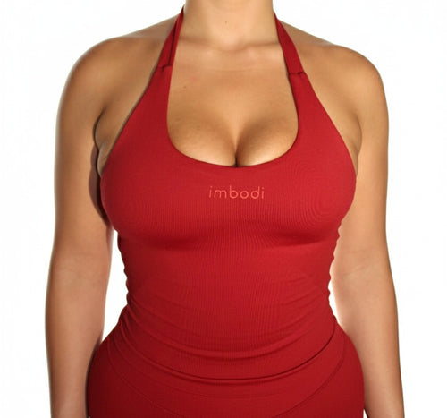 Bodi Halter Neck Vest in Cherry