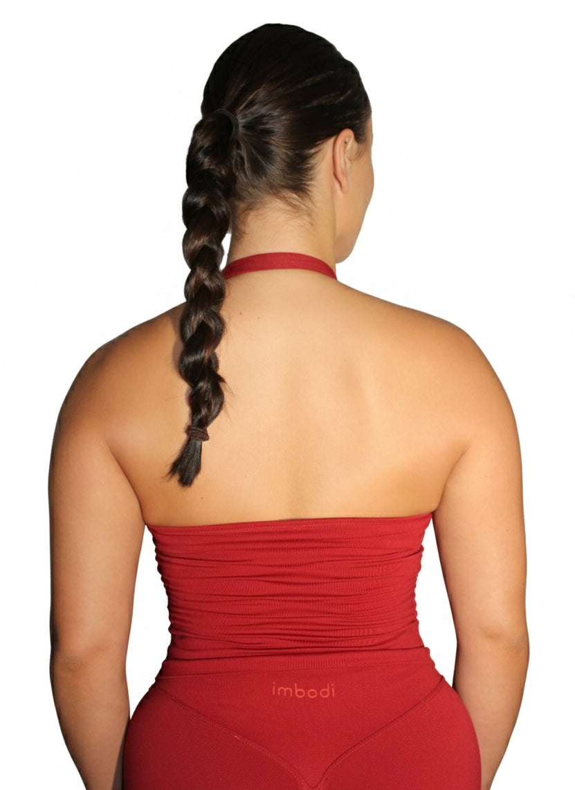 Bodi Halter Neck Vest in Cherry