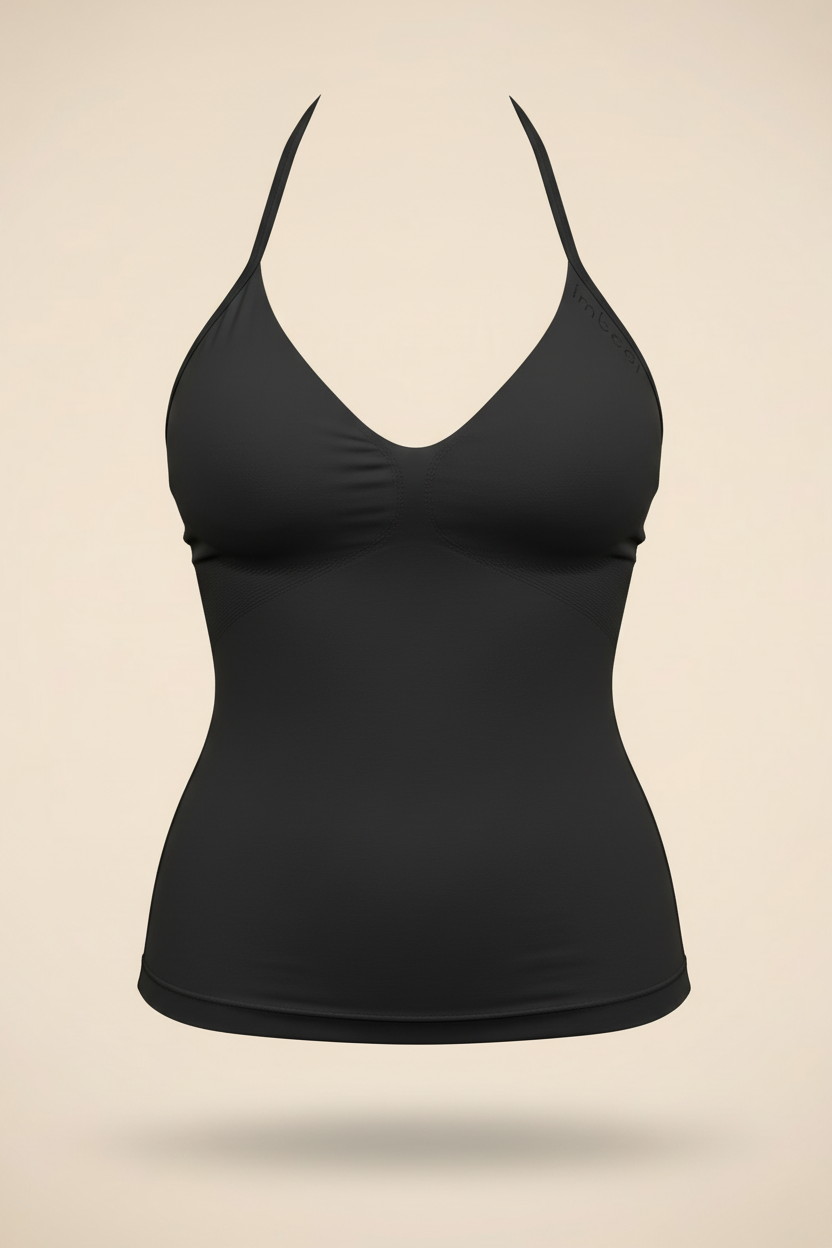 Bodi Halter Neck Vest in Liquorice