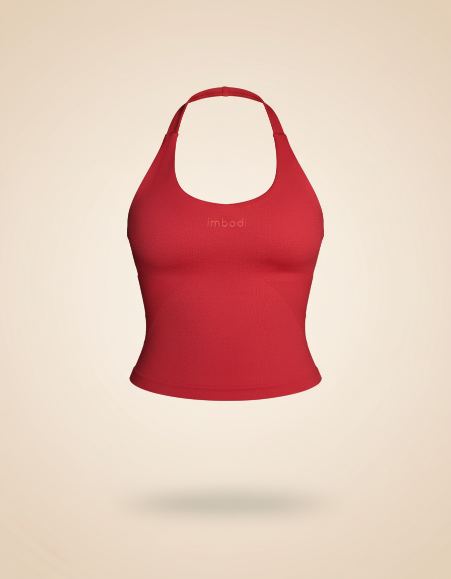 Bodi Halter Neck Vest in Cherry